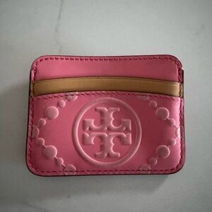 Tory Burch Pink and Tan Card Holder